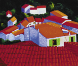'Summer (Provance Village)' looking over rooftops at the houses nestling together